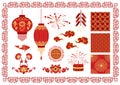 Happy Chinese new year. Chinese traditional decorative ornaments, elements and patterns Royalty Free Stock Photo